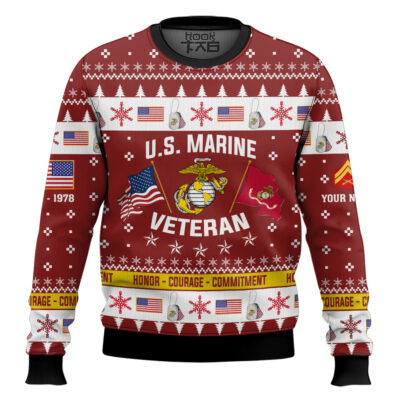 US Marine Corps I Served My Country And Damn Proud Of It - Custom Name, Rank And Years Of Service Ugly Sweater