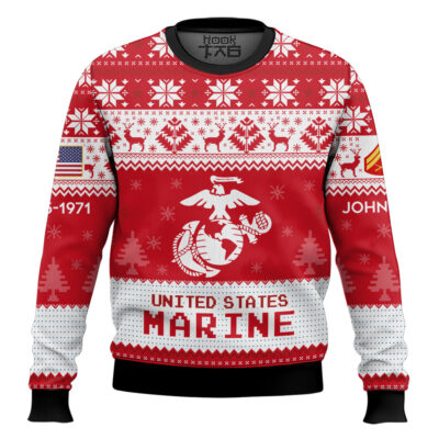 US Marine Corps I Served My Country What Did You Do - Custom Name, Rank And Years Of Service Ugly Sweater