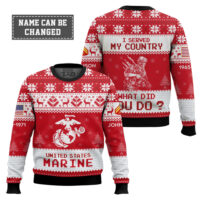 Hooktab US Marine Corps I Served My Country What Did You Do - Custom Name, Rank And Years Of Service Ugly Sweater