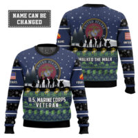Hooktab US Marine Corps I Walked The Walk - Custom Name And Rank Ugly Sweater