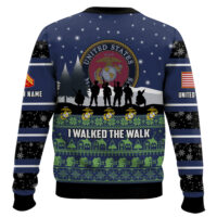Hooktab US Marine Corps I Walked The Walk - Custom Name And Rank Ugly Sweater