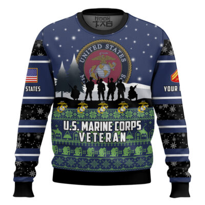 US Marine Corps I Walked The Walk - Custom Name And Rank Ugly Sweater