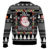 Hooktab US Marine Corps I'm A Veteran, Of Course I'm On The Nice List - Custom Name And Rank Ugly Sweater