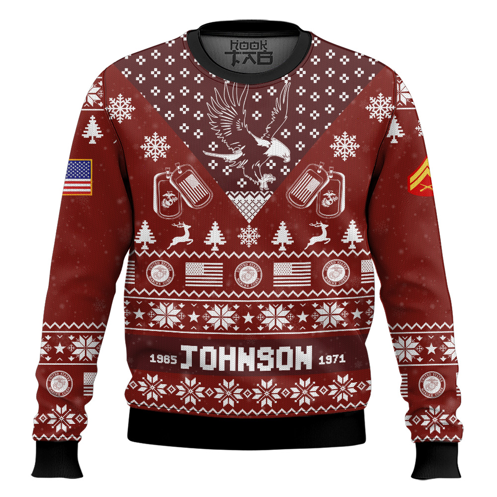 Hooktab US Marine Corps I'm Veteran Not A Sucker Or A Loser - Custom Name, Rank And Year Of Service Ugly Sweater Hooktab US Marine Corps I'm Veteran Not A Sucker Or A Loser - Custom Name, Rank And Year Of Service Ugly Sweater