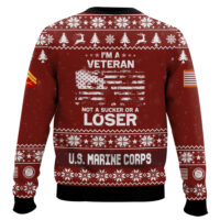 Hooktab US Marine Corps I'm Veteran Not A Sucker Or A Loser - Custom Name, Rank And Year Of Service Ugly Sweater