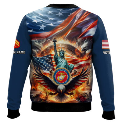Hooktab US Marine Corps Liberty Eagle – Custom Name, Rank And Years Of Service Ugly Sweater