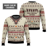 Hooktab US Marine Corps Merry Christmas Brothers - Custom Name And Rank Ugly Sweater