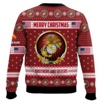 Hooktab US Marine Corps Merry Christmas Brothers And Sisters - Custom Name And Rank Ugly Sweater