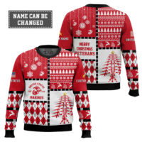 Hooktab US Marine Corps Merry Christmas Veteran - Custom Name And Rank Ugly Sweater