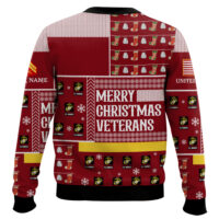 Hooktab US Marine Corps Merry Christmas Veterans - Custom Name And Rank Ugly Sweater