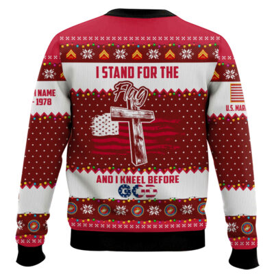 Hooktab US Marine Corps Merry Vetmas – Custom Name And Years Of Service Ugly Sweater
