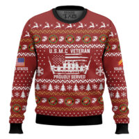 Hooktab US Marine Corps Merry Xmas Brothers And Sisters - Custom Name And Rank Ugly Sweater