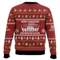 Hooktab US Marine Corps Merry Xmas Brothers And Sisters - Custom Name And Rank Ugly Sweater