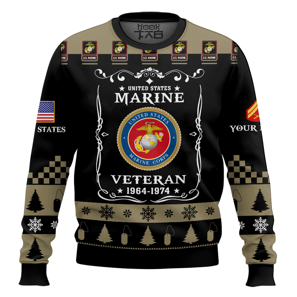 Hooktab US Marine Corps Once I Took a Solemn Oath - Custom Name And Rank Ugly Sweater Hooktab US Marine Corps Once I Took a Solemn Oath - Custom Name And Rank Ugly Sweater