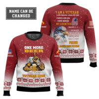 Hooktab US Marine Corps One More Beer For The Veteran Here - Custom Name And Rank Ugly Sweater