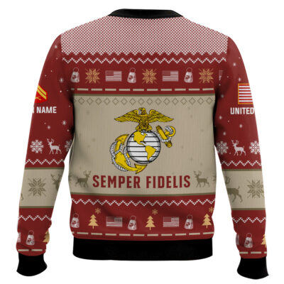 Hooktab US Marine Corps Proud Motto – Custom Name, Rank And Years Of Service Ugly Sweater