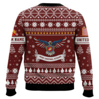 Hooktab US Marine Corps Proud Veteran - Custom Name And Rank Ugly Sweater