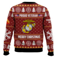 Hooktab US Marine Corps Proud Veteran - Custom Name, Rank And Years Of Service Ugly Sweater
