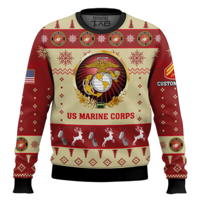 US Marine Corps Proudly Served - Custom Name And Rank Ugly Sweater