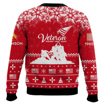 Hooktab US Marine Corps Remember-Honor-Respect – Custom Name, Rank And Years Of Service Ugly Sweater