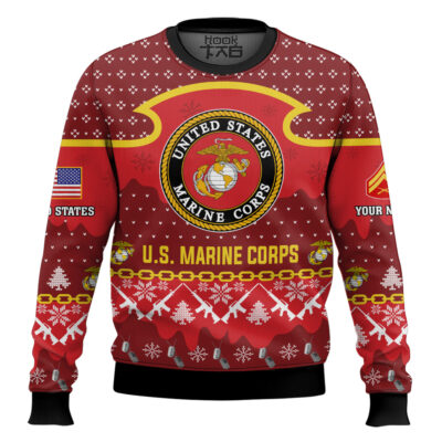 US Marine Corps Santa's Favorite Veteran - Custom Name And Rank Ugly Sweater