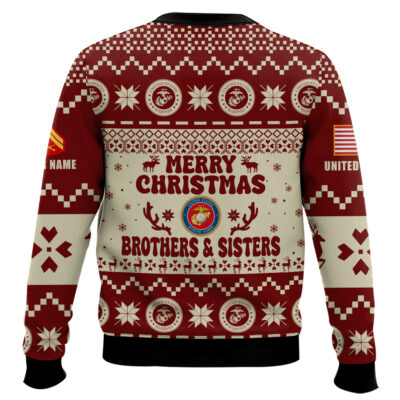 Hooktab US Marine Corps Santa’s Favourite Veterans – Custom Name And Rank Ugly Sweater