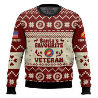 Hooktab US Marine Corps Santa's Favourite Veterans - Custom Name And Rank Ugly Sweater