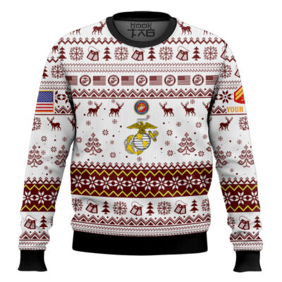 US Marine Corps Semper Fidelis - Custom Name And Rank Ugly Sweater