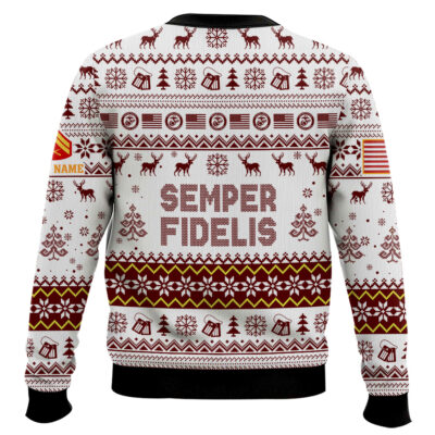 Hooktab US Marine Corps Semper Fidelis – Custom Name And Rank Ugly Sweater