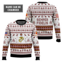 Hooktab US Marine Corps Semper Fidelis - Custom Name And Rank Ugly Sweater