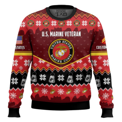 US Marine Corps Strong And Brave - Custom Name And Rank Ugly Sweater