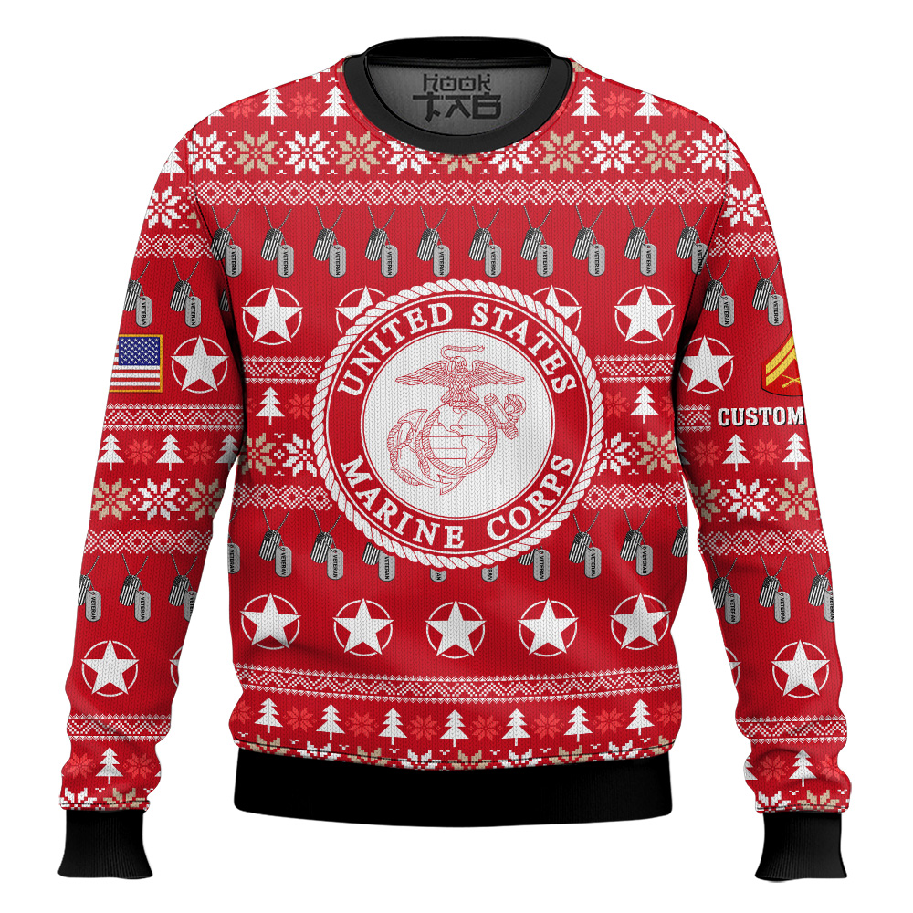 Hooktab US Marine Corps Thank My Brothers And Sisters That Never Came Back - Custom Name And Rank Ugly Sweater Hooktab US Marine Corps Thank My Brothers And Sisters That Never Came Back - Custom Name And Rank Ugly Sweater