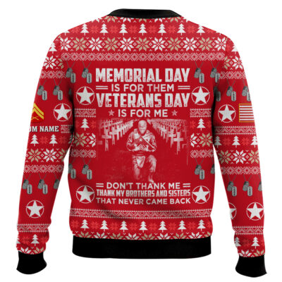 Hooktab US Marine Corps Thank My Brothers And Sisters That Never Came Back – Custom Name And Rank Ugly Sweater