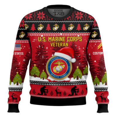 US Marine Corps Thank You God - Custom Name And Rank Ugly Sweater
