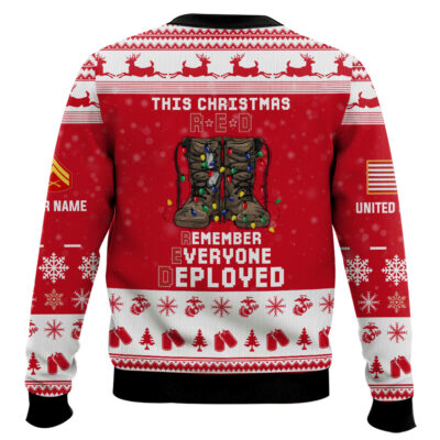 Hooktab US Marine Corps This Christmas R.E.D – Custom Name And Rank Ugly Sweater