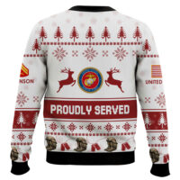 Hooktab US Marine Corps Veteran Proudly Served - Custom Name And Rank Ugly Sweater
