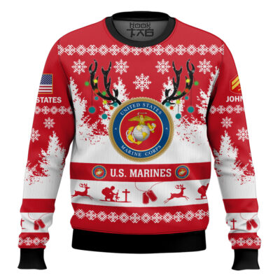 US Marine Corps You'll Never Walk Alone - Custom Name and Rank Ugly Sweater