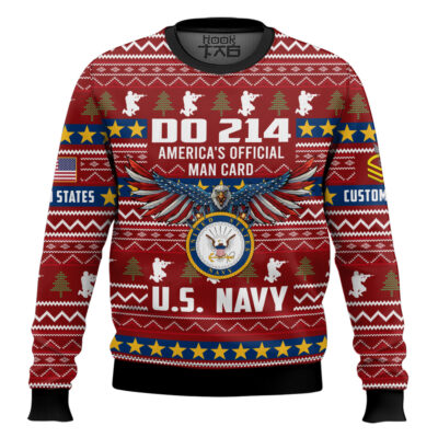 US Navy DD Form 214 - Custom Name And Rank Ugly Sweater