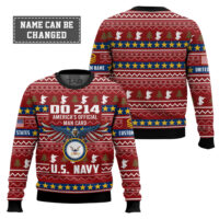 Hooktab US Navy DD Form 214 - Custom Name And Rank Ugly Sweater
