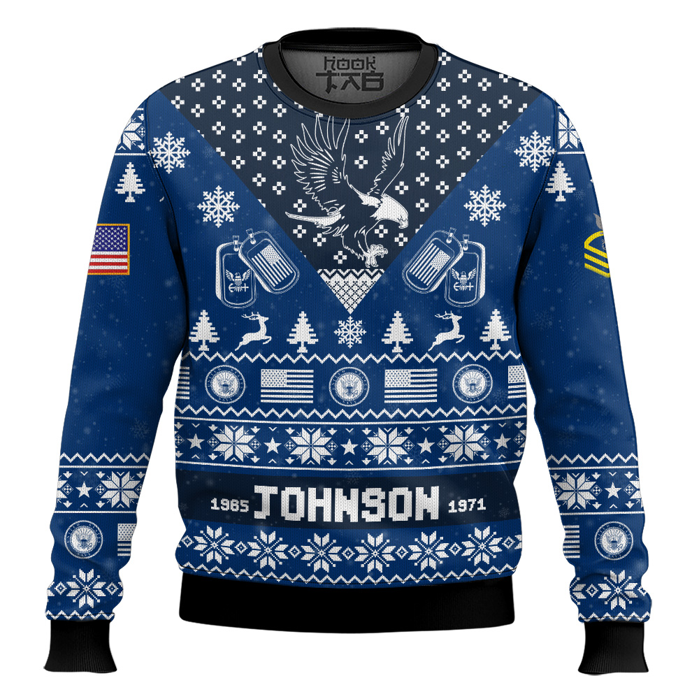 Hooktab US Navy, E 5 Gold I'm Veteran Not A Sucker Or A Loser - Custom Name, Rank And Year Of Service Ugly Sweater Hooktab US Navy, E 5 Gold I'm Veteran Not A Sucker Or A Loser - Custom Name, Rank And Year Of Service Ugly Sweater