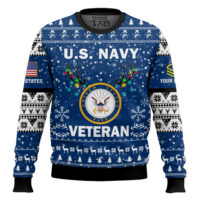 Hooktab US Navy Freedom Is The Best Gift - Custom Name And Rank Ugly Sweater