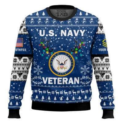 US Navy Freedom Is The Best Gift - Custom Name And Rank Ugly Sweater