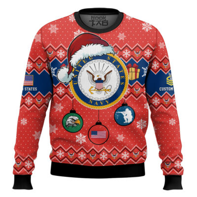 US Navy Freedom Is The Gift You Didn't Know You Needed - Custom Name And Rank Ugly Sweater