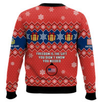 Hooktab US Navy Freedom Is The Gift You Didn't Know You Needed - Custom Name And Rank Ugly Sweater