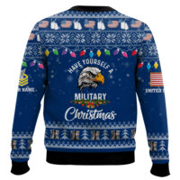 Hooktab US Navy Have Yourself A Military Christmas - Custom Name And Rank Ugly Sweater