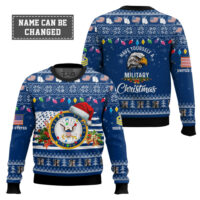 Hooktab US Navy Have Yourself A Military Christmas - Custom Name And Rank Ugly Sweater