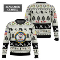 Hooktab US Navy Honor the Fallen! - Custom Name And Rank Ugly Sweater