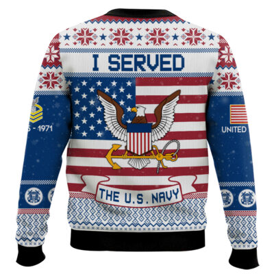 Hooktab US Navy I Served – Custom Name, Rank And Years Of Service Ugly Sweater