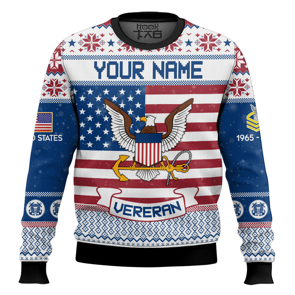 Hooktab US Navy I Served - Custom Name, Rank And Years Of Service Ugly Sweater Hooktab US Navy I Served - Custom Name, Rank And Years Of Service Ugly Sweater