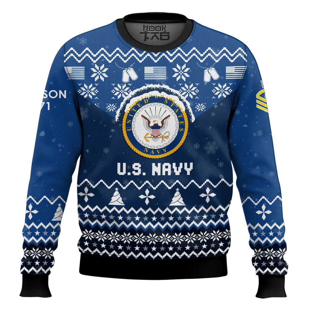 Hooktab US Navy I Served My Country - Custom Name, Rank And Years Of Servicce Ugly Sweater Hooktab US Navy I Served My Country - Custom Name, Rank And Years Of Servicce Ugly Sweater